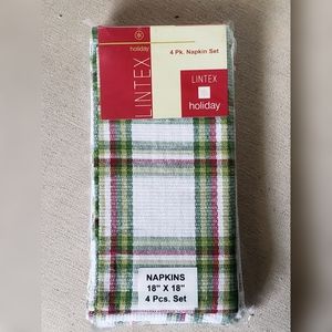 Lintel Plaid Napkin Set NWT
